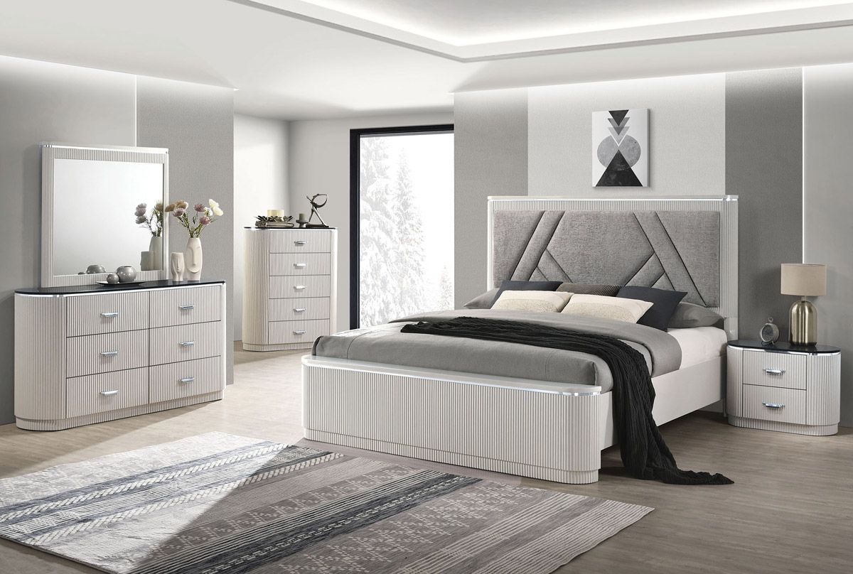 Rosaline Modern Bedroom With Reeded Accents