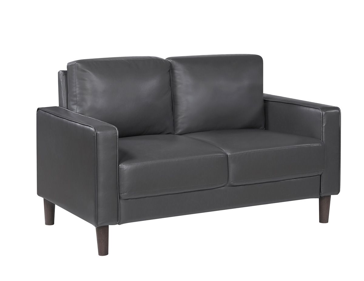 Rosario Dark Grey Leather Loveseat