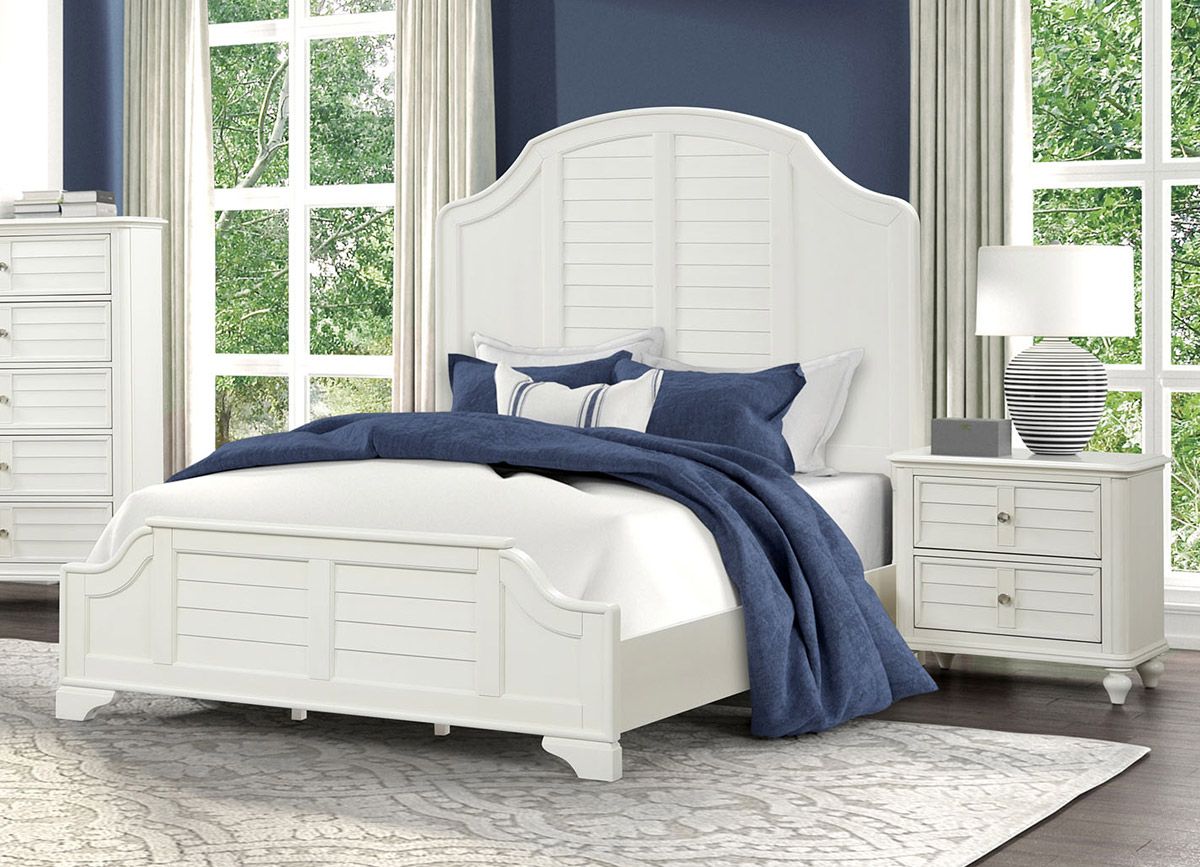 Roscoe Louvered Style Bed White Finish