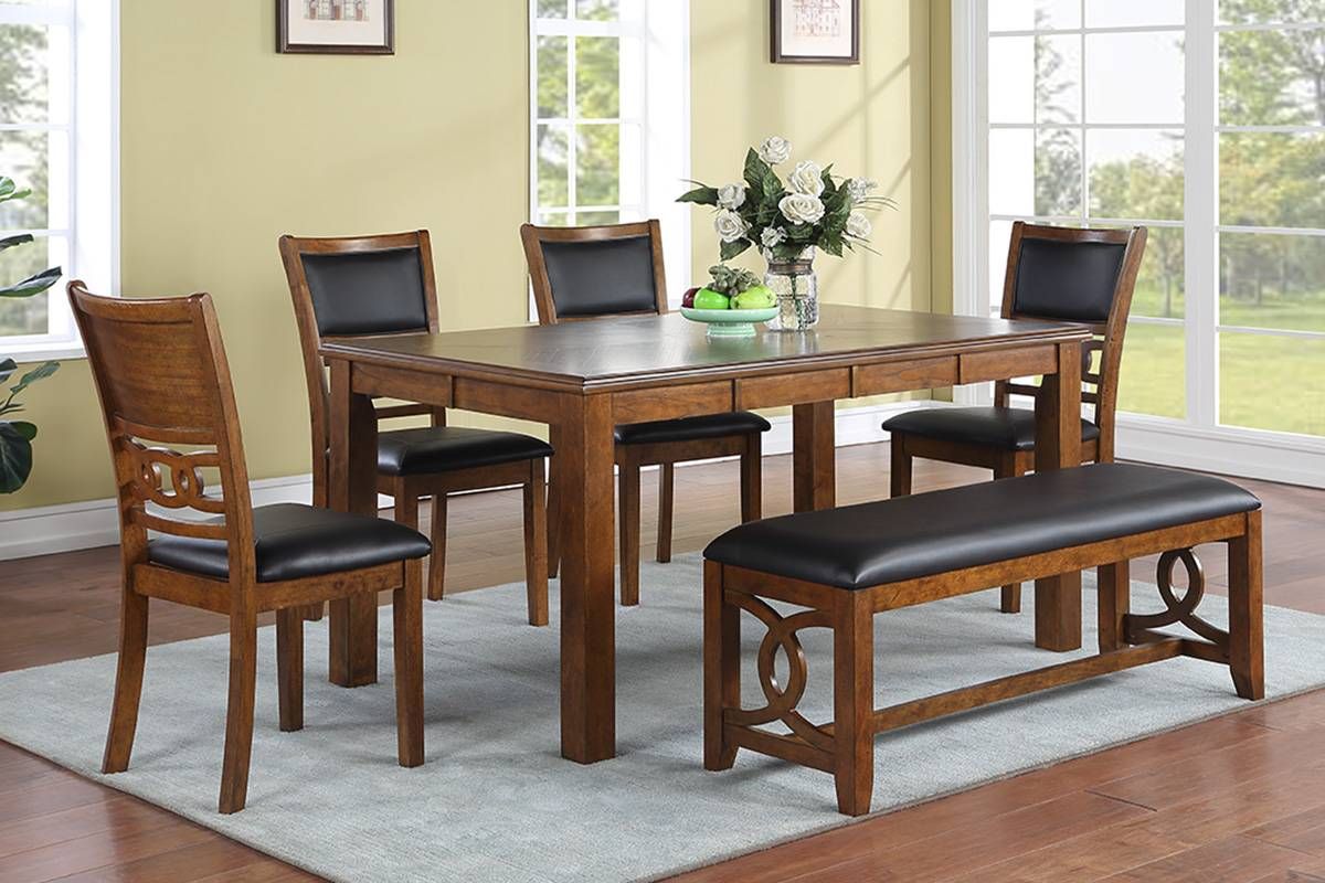 Rotary Walnut Finish Dining Table Set