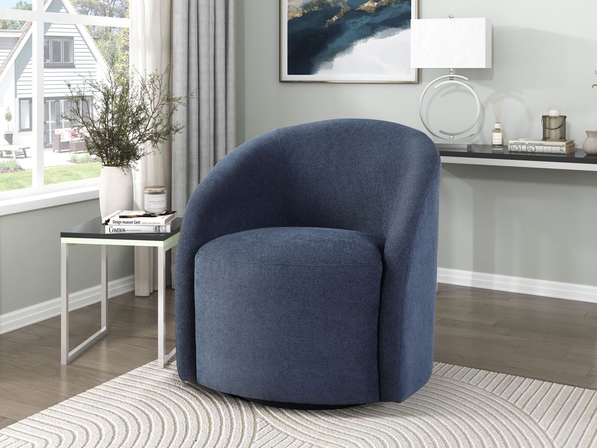 Roven Dark Blue Swivel Accent Chair