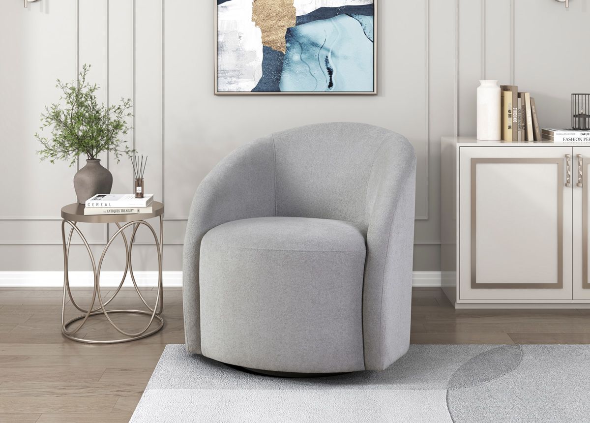 Roven Light Grey Swivel Accent Chair