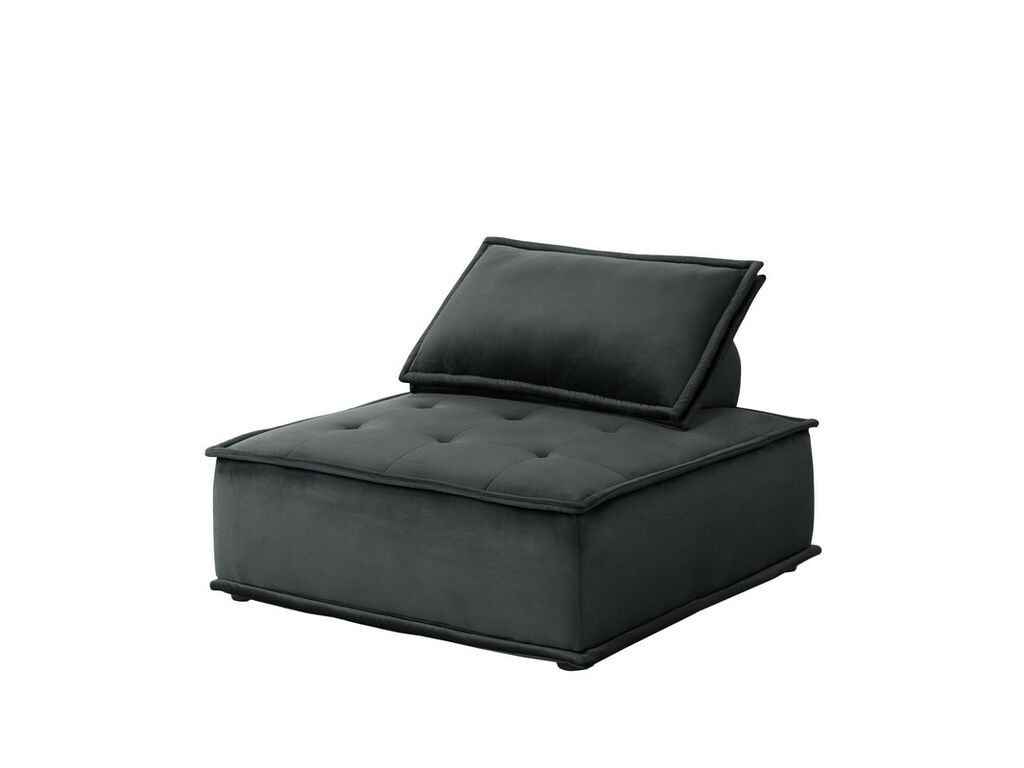 Royan Black Velvet Modular Armless Chair