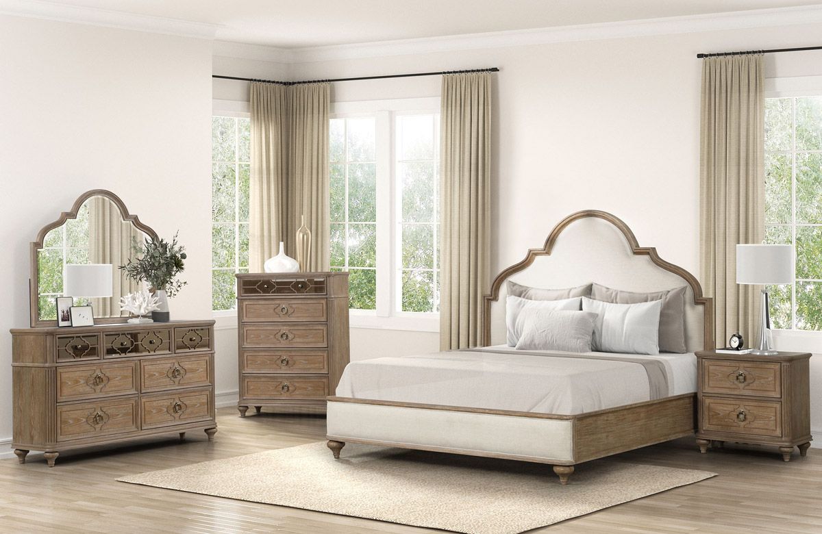 Russian Hill Rustic Oak Finish Bedroom Set