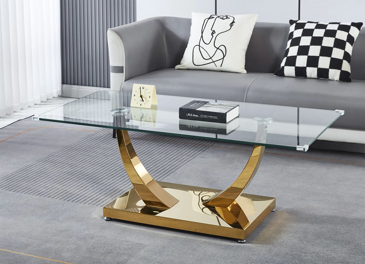 Salerno Glass Top Gold Coffee Table