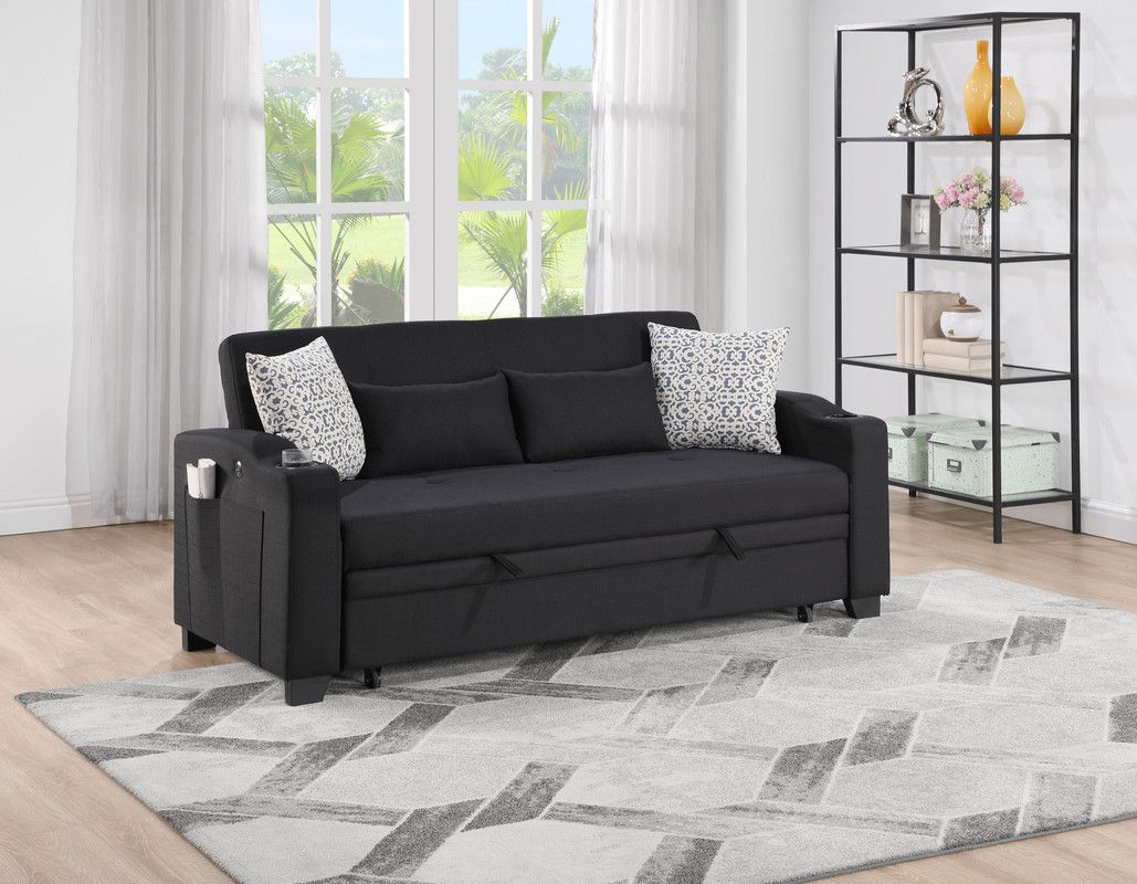 Salvio Black Sofa With Sleeper