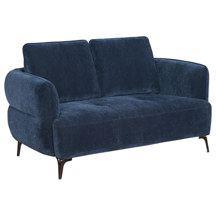 Samira Dark Blue Chenille Loveseat