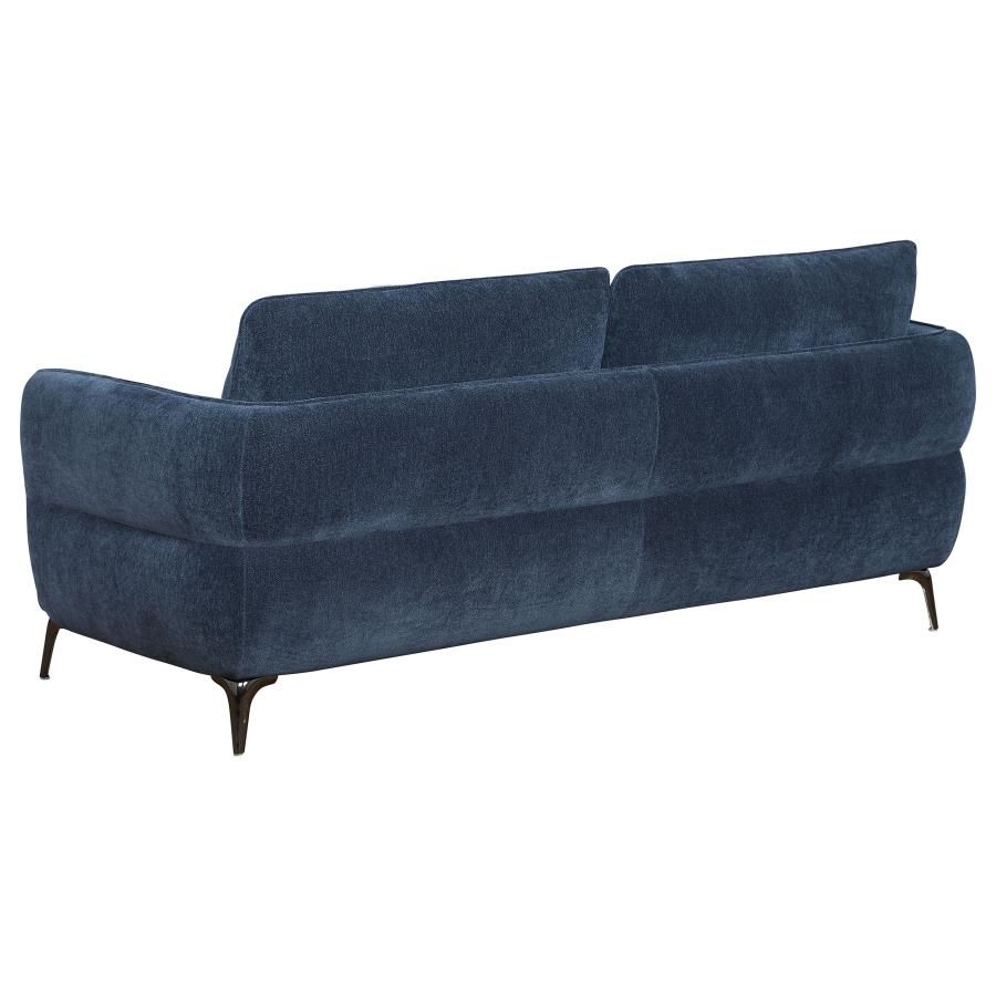 Samira Dark Blue Chenille Sofa Back Side