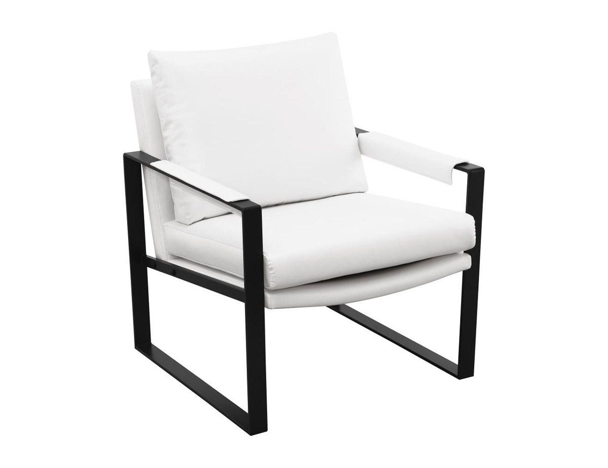 Samual White Accent Chair With Black Frame