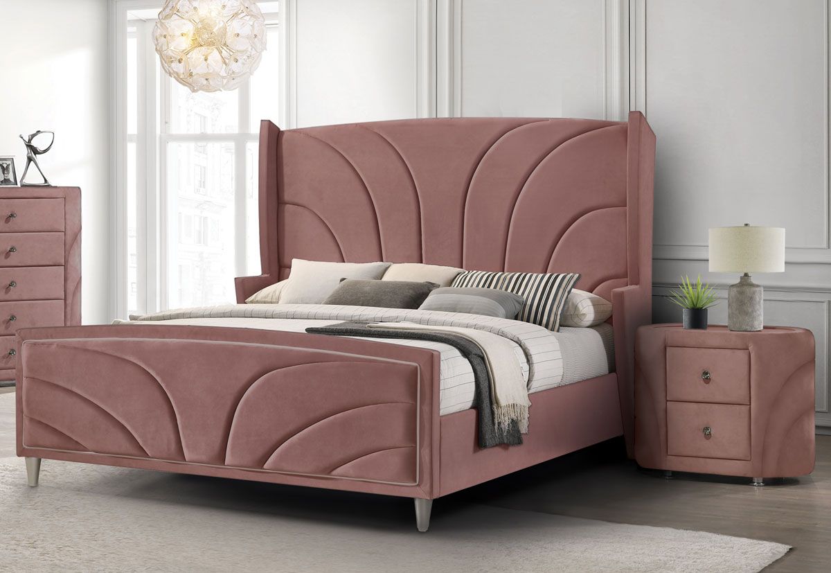 Sanson Pink Velvet Bed