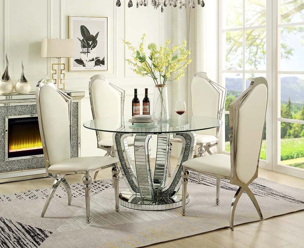 Sarnia Mirrored Table With Crystals