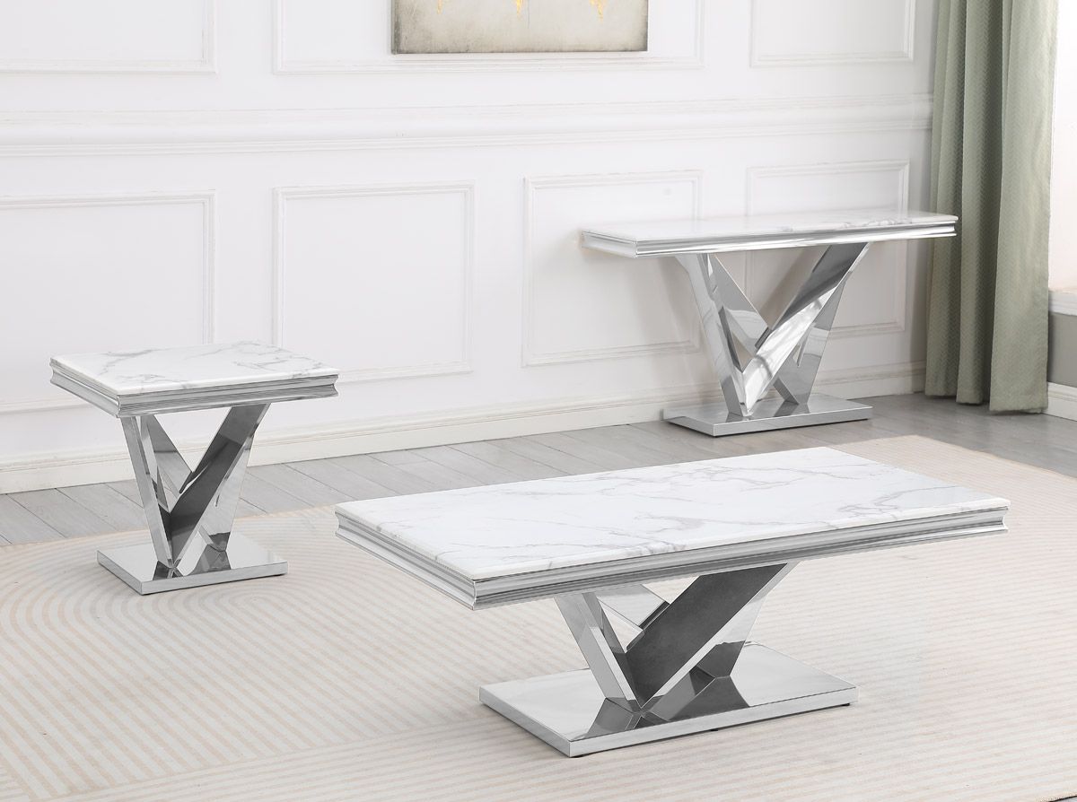 Savilla Marble Top Coffee Table Set