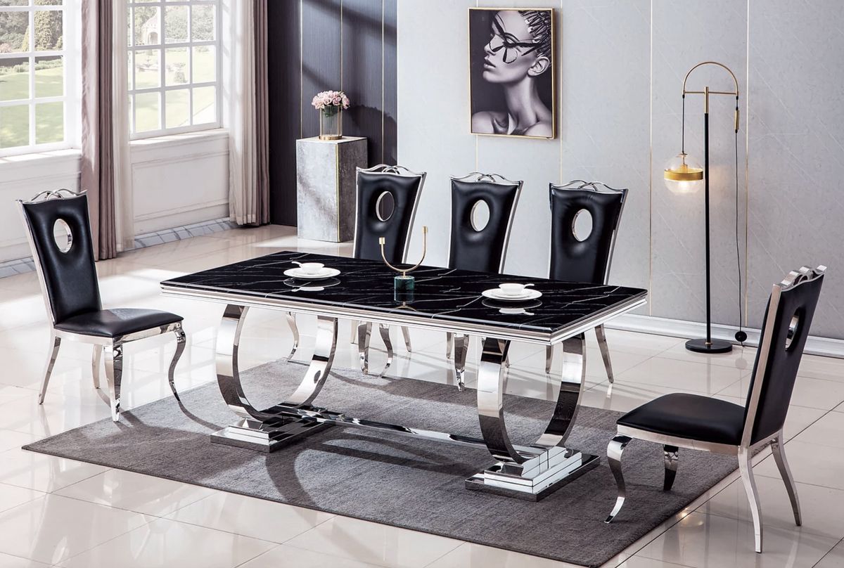 Lippa Black Marble Top Dining Table