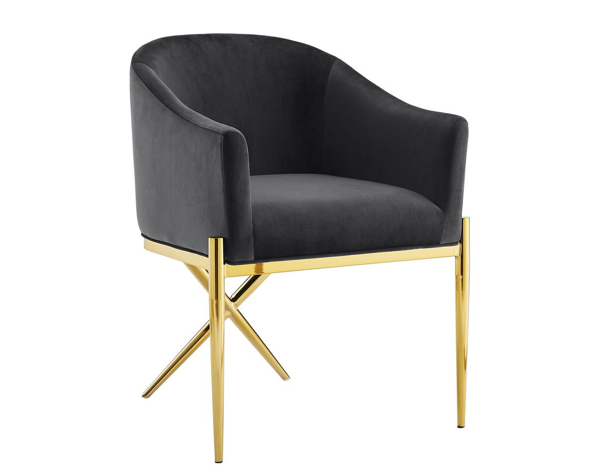 Sector Grey Velvet Dining Chair Gold