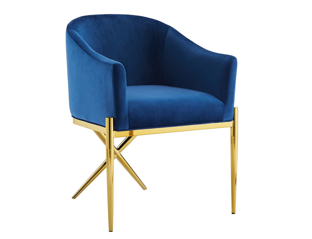 Sector Navy Velvet Dining Chair Gold