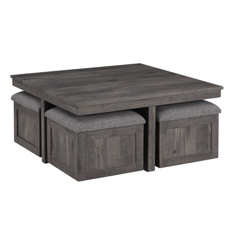 Seto Rustic Wood Coffee Table Set