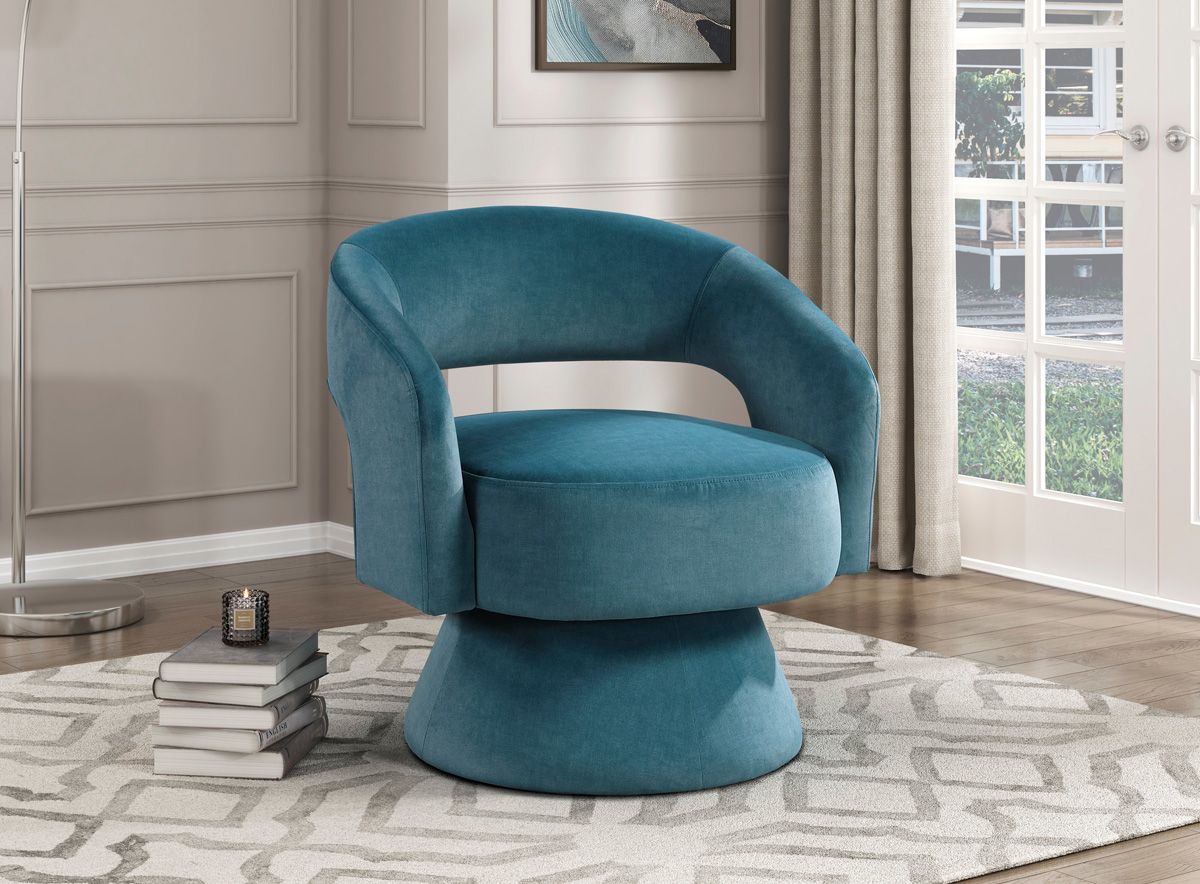 Shala Dark Teal Swivel Accent Chair