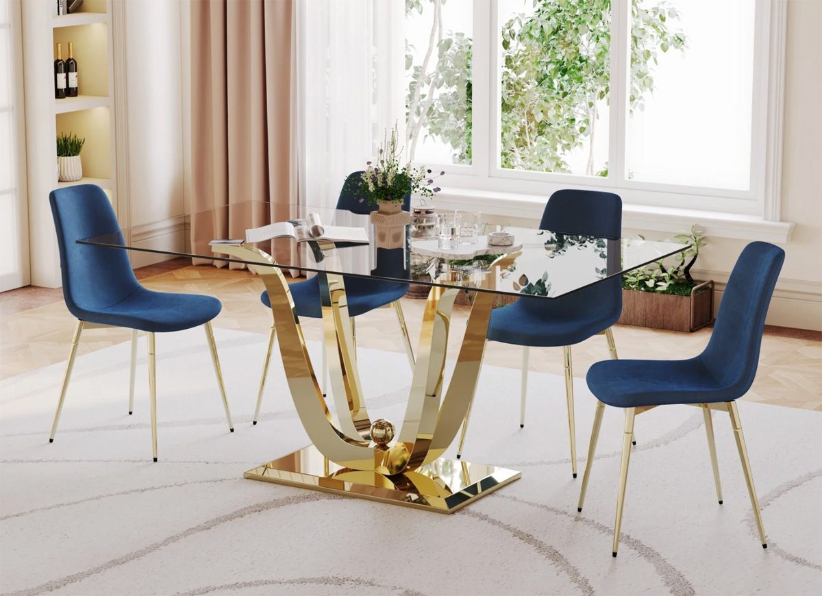 Shane Dining Table Gold Finish