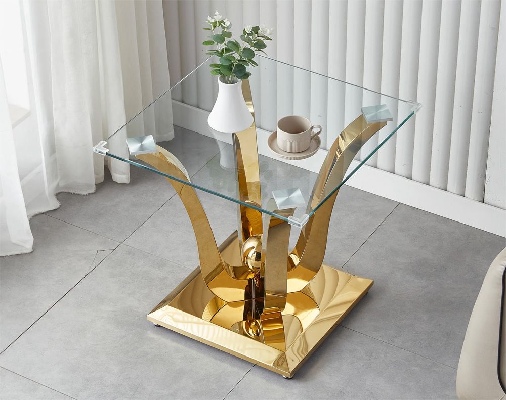 Shane Gold Finish Glass Top End Table