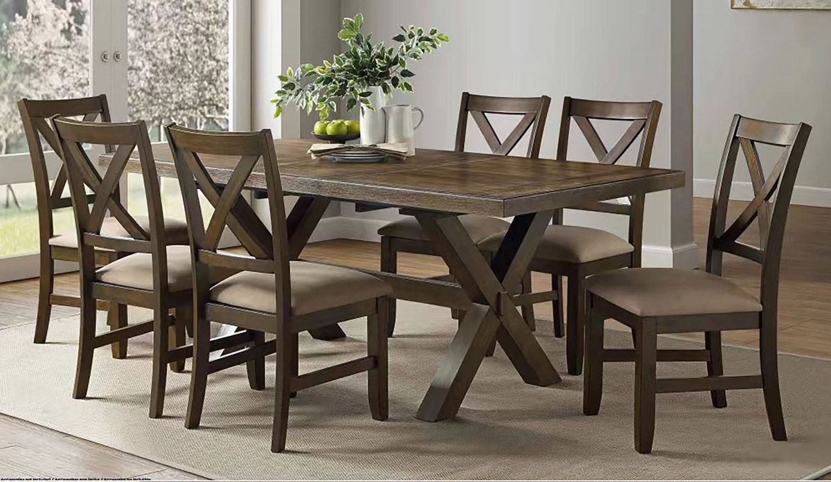 Sharon Rustic Finish Dining Table Set