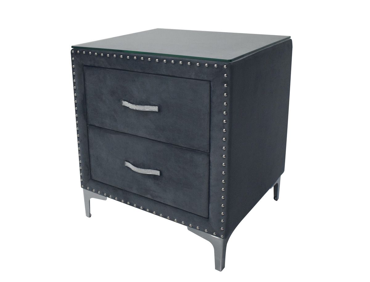 Shauna Grey Velvet Night Stand