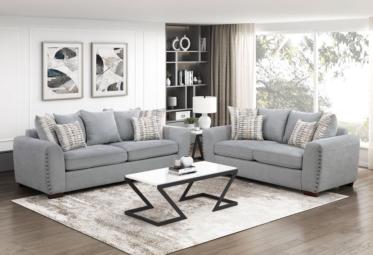 Shelton Grey Chenille Sofa Set