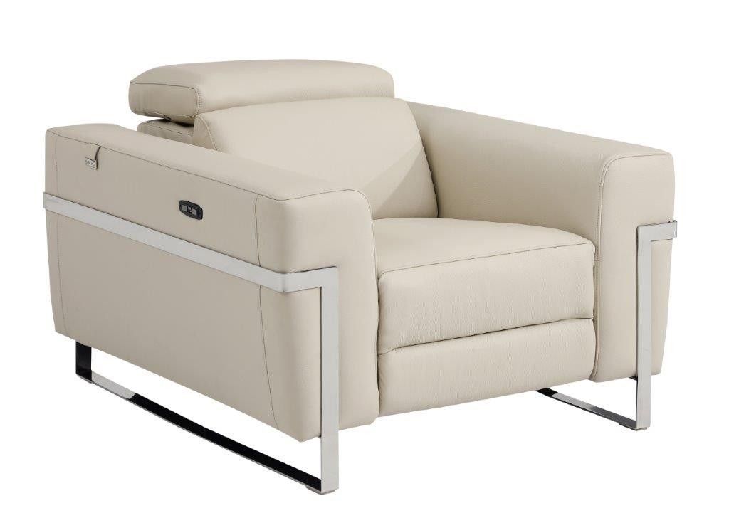 Siera Beige Italian Leather Power Recliner Chair