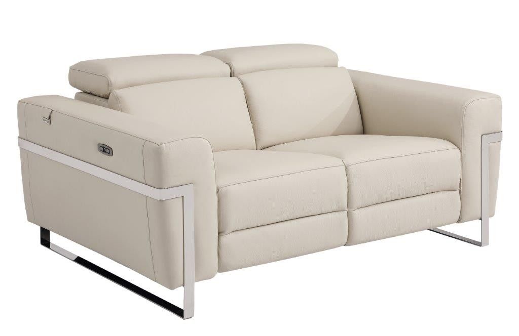 Siera Beige Italian Leather Power Recliner Loveseat