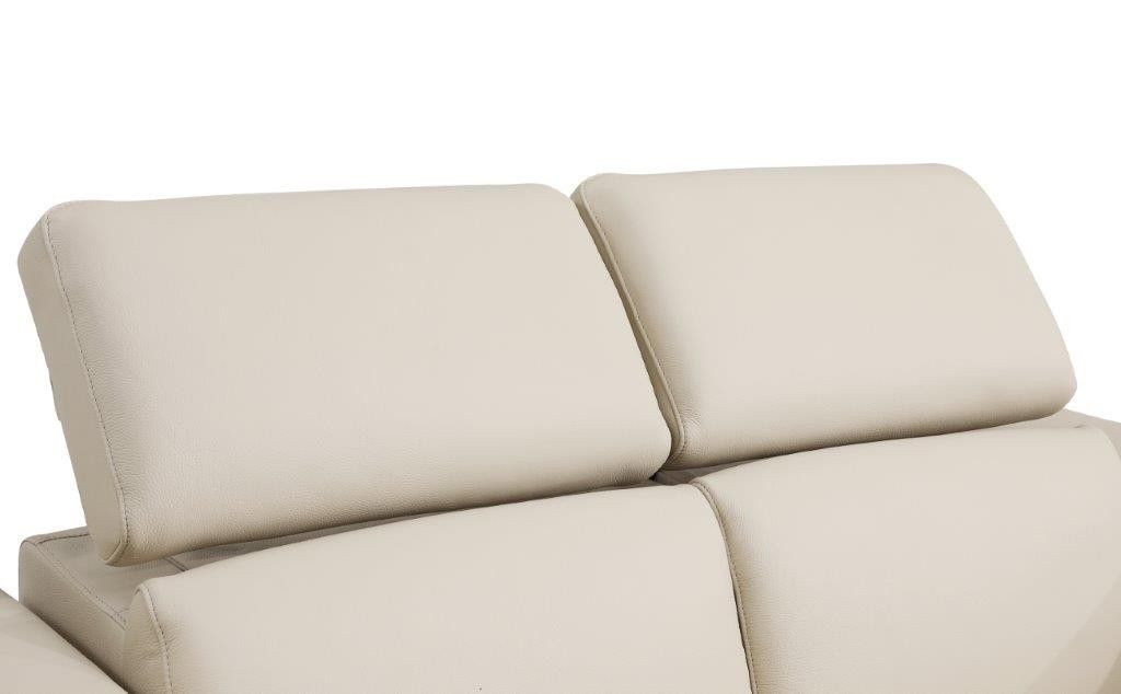 Siera Beige Italian Leather Sofa Adjustable Headrests