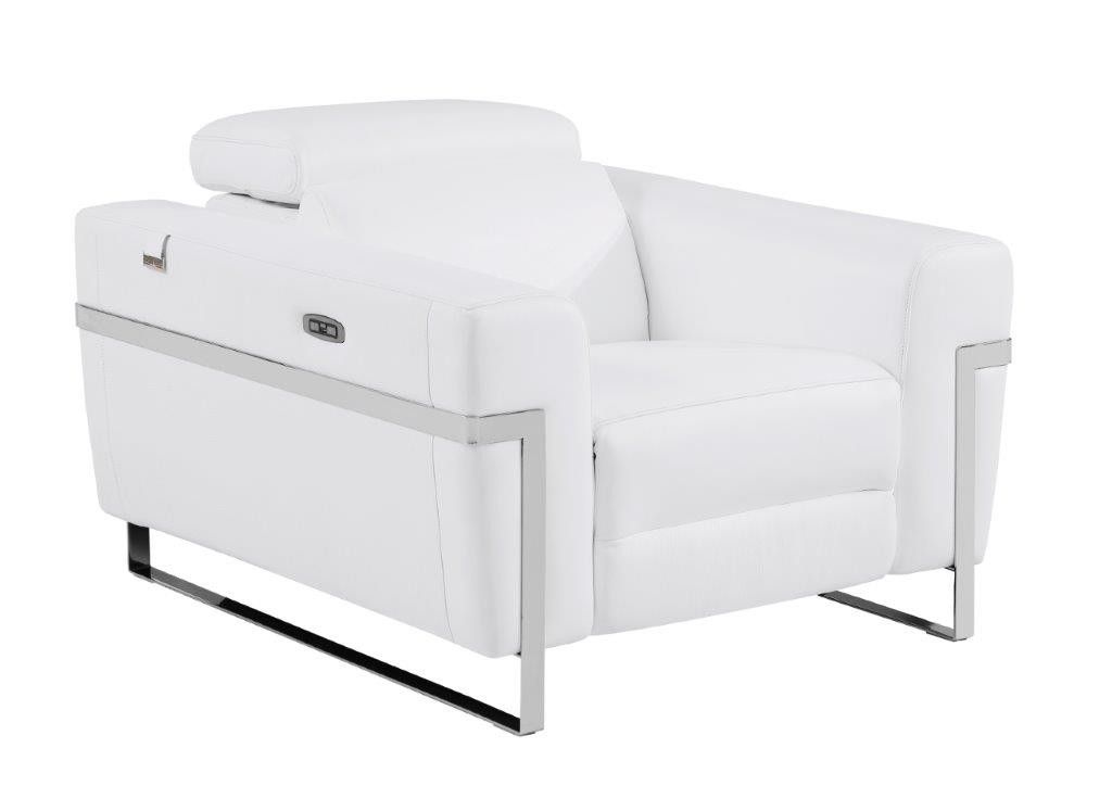 Siera White Italian Leather Power Recliner Chair