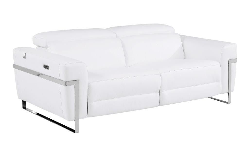 Siera White Italian Leather Power Recliner Sofa