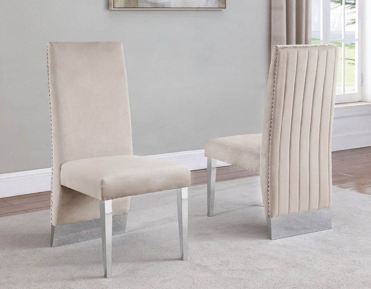 Simon Beige Velvet Dining Chairs