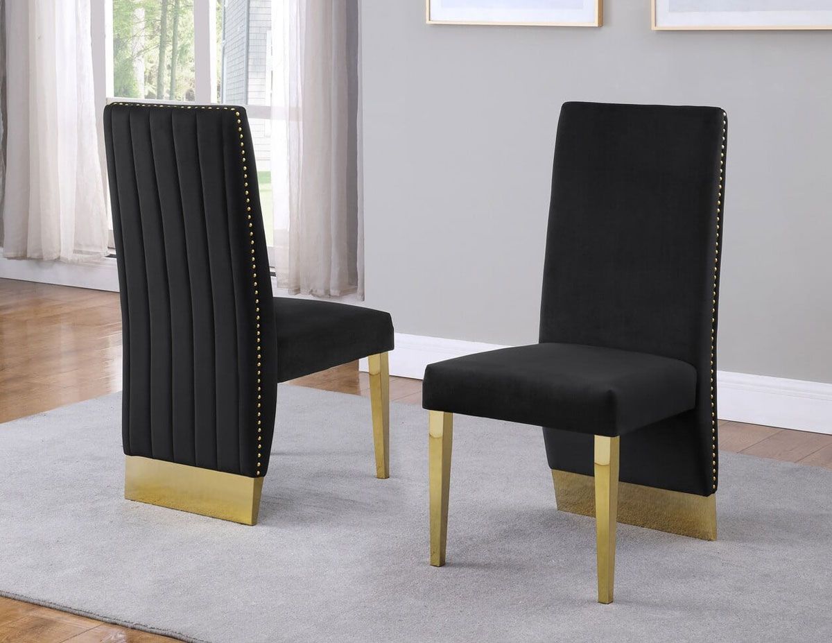 Simon Black Velvet Dining Chair Gold