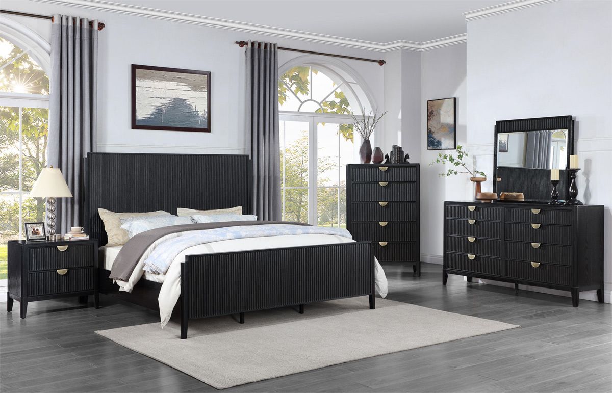 Somis Black Finish Bedroom Set