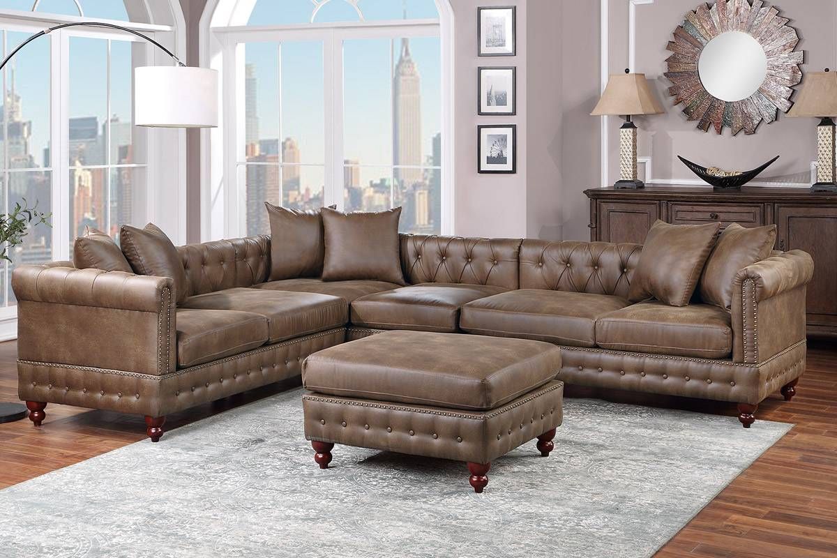 Stacy Brown Chesterfield Sectional Reversible