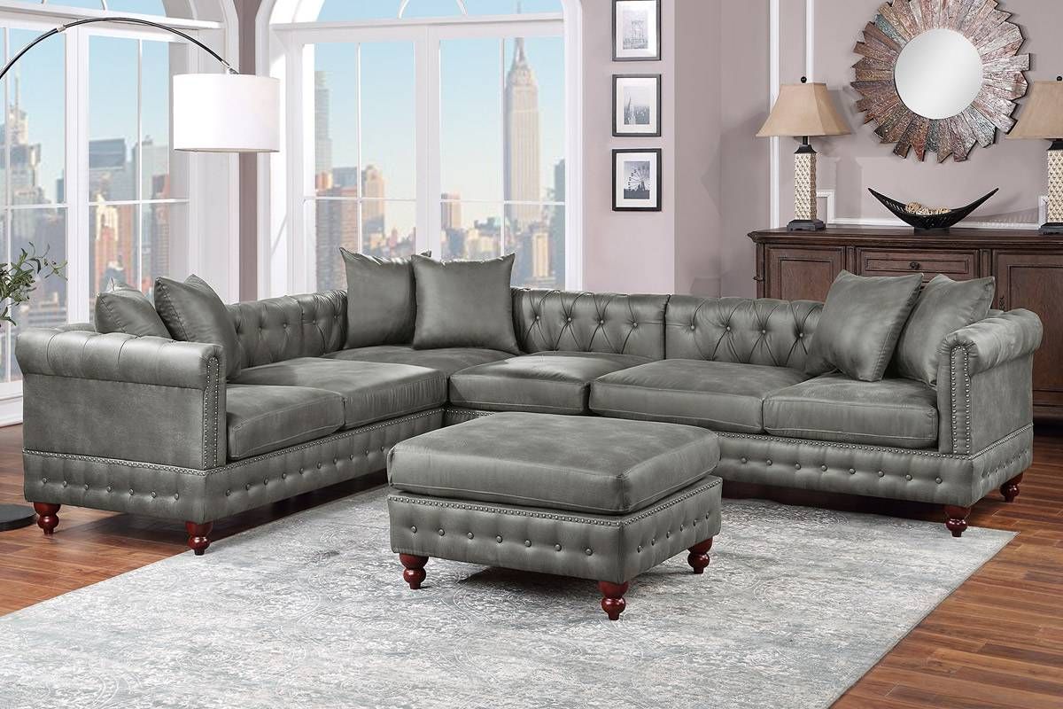 Stacy Grey Reversible Chesterfield Sectional