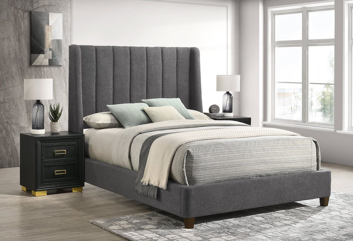 Starback Charcoal Boucle Upholstered Bed