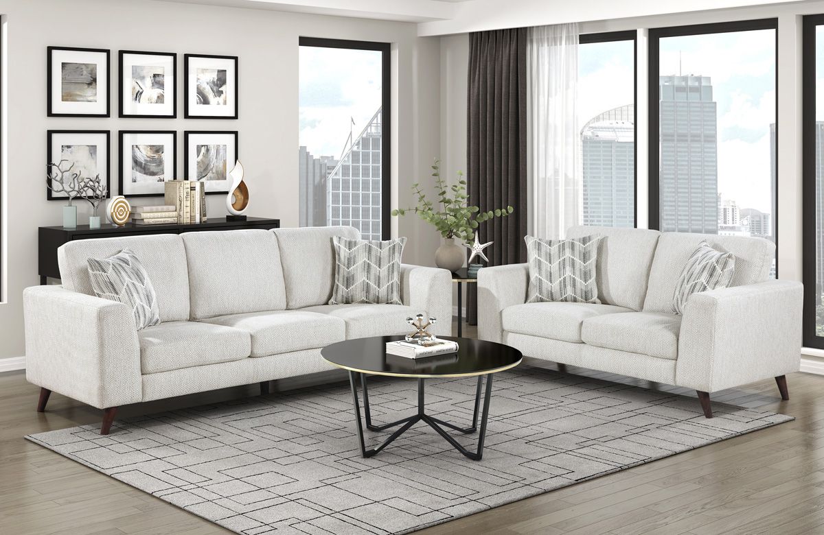 Strozza Silver Cloud Fabric Casual Sofa And Loveseat