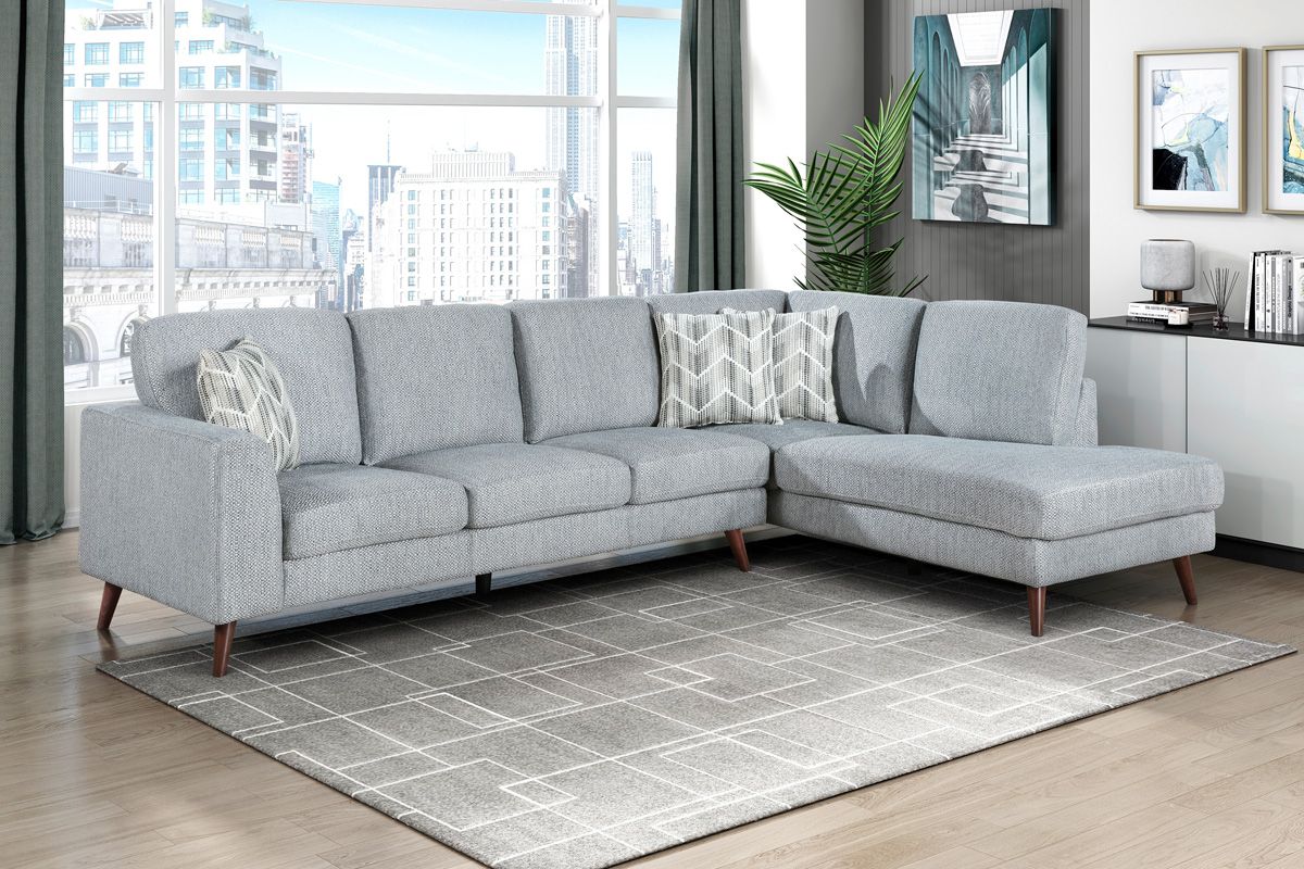 Strozza Blue Grey Chenille Sectional