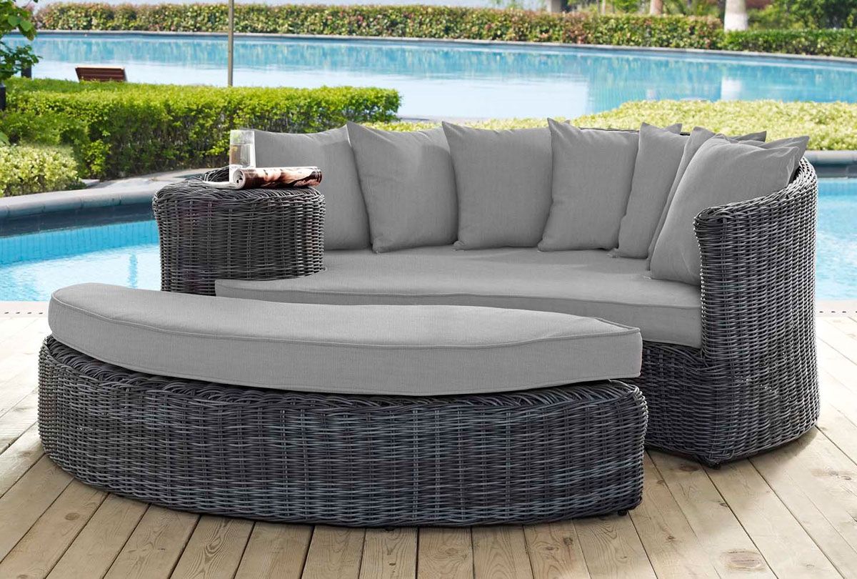 Summon Grey Outdoor Daybed With Ottoman