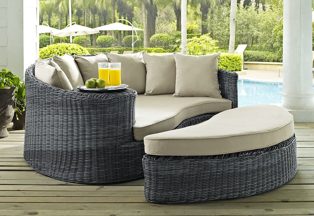 Summon Beige Outdoor Patio Daybed