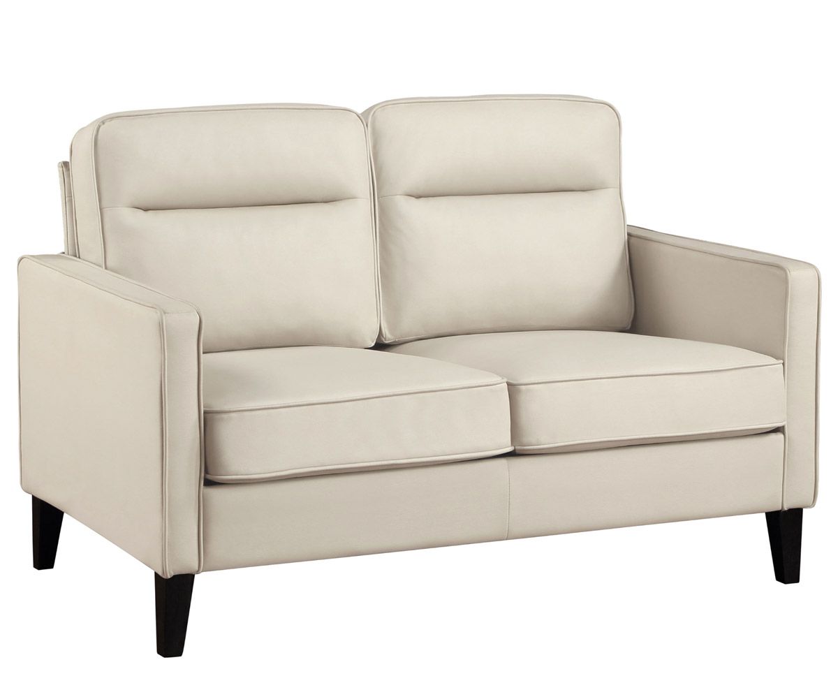 Suzy Cream Leather Casual Loveseat