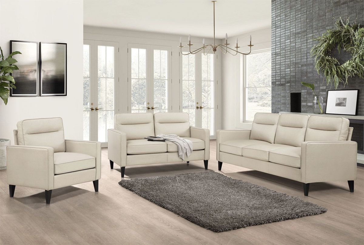 Suzy Cream Leather Casual Sofa Set