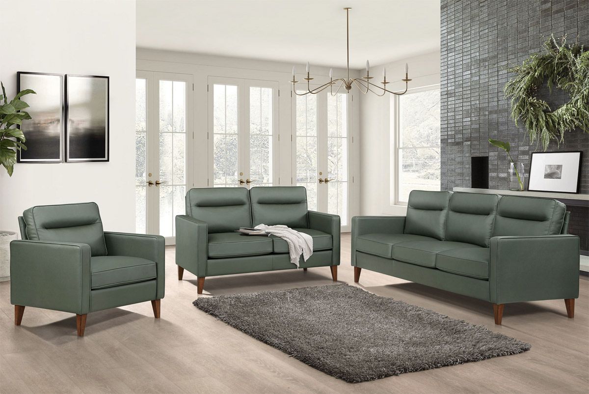 Suzy Green Leather Casual Sofa Set