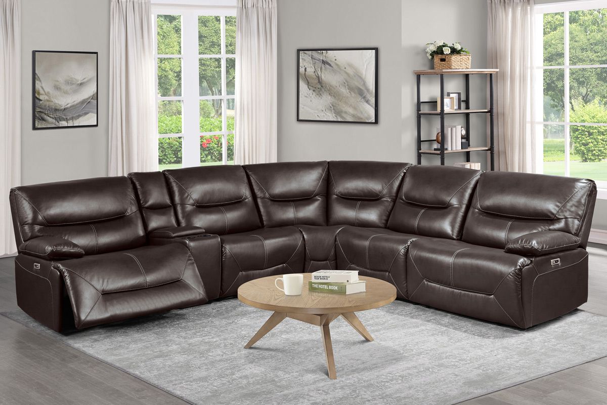 Tahoe Espresso Leather Power Recliner Sectional