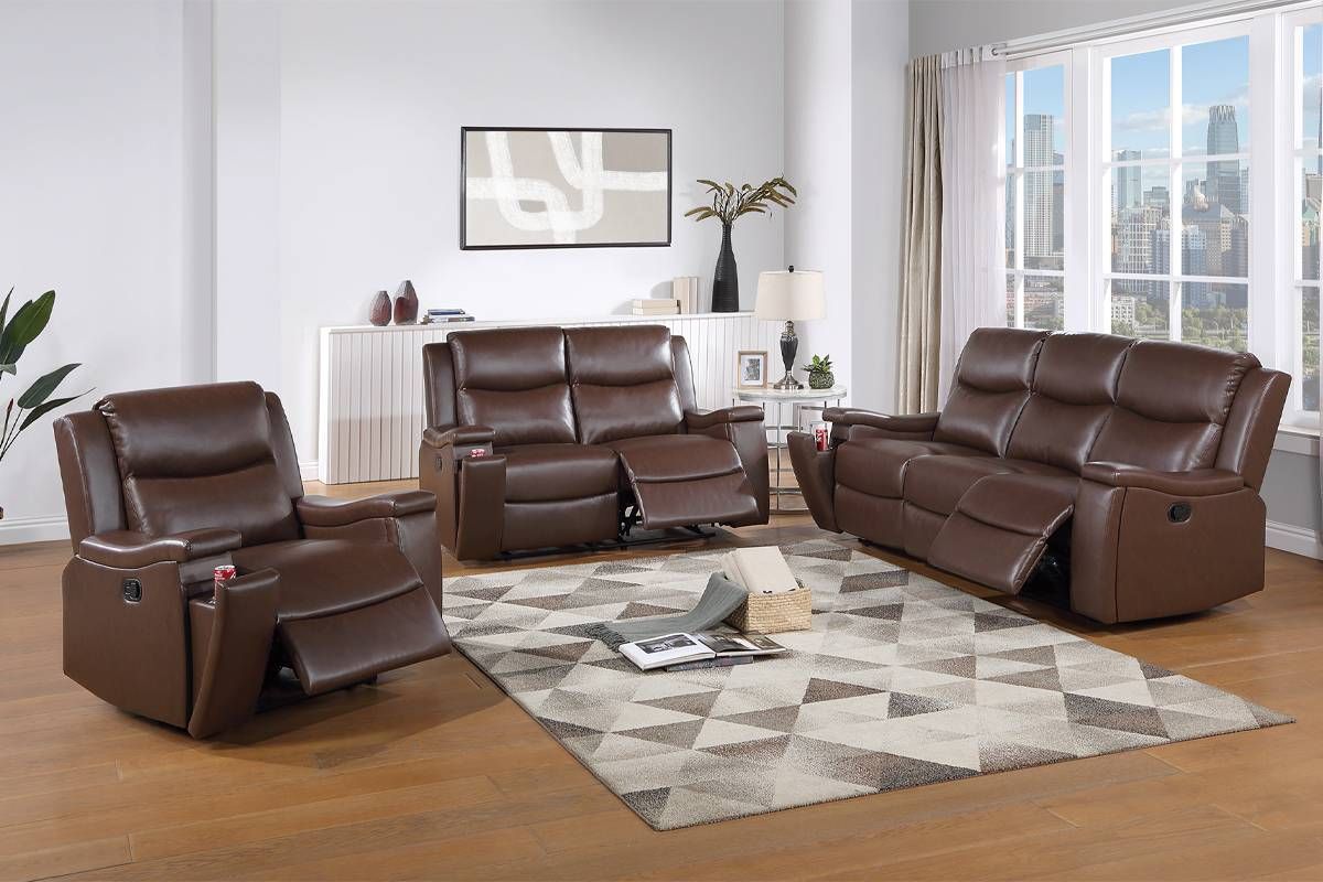 Talbot Brown Leather Recliner Sofa