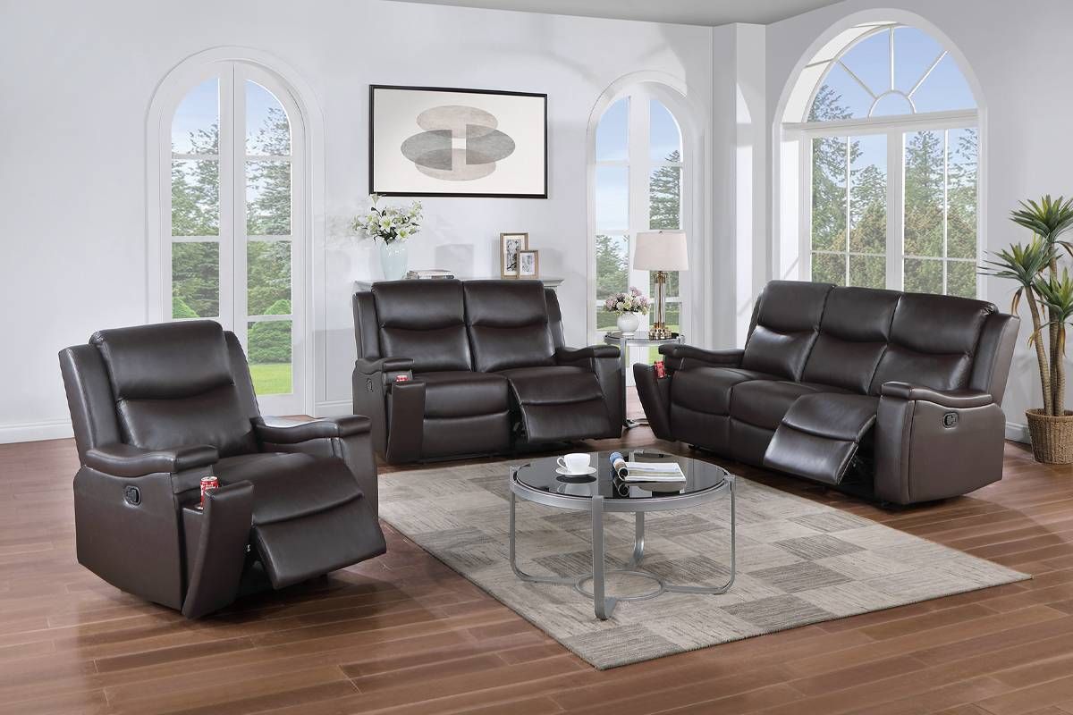 Talbot Espresso Leather Recliner Sofa