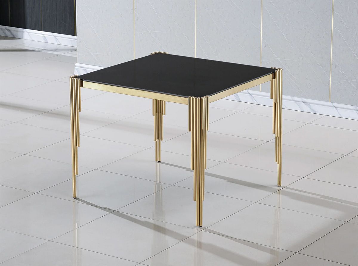 Tango Black Glass Dining Table With Gold Legs