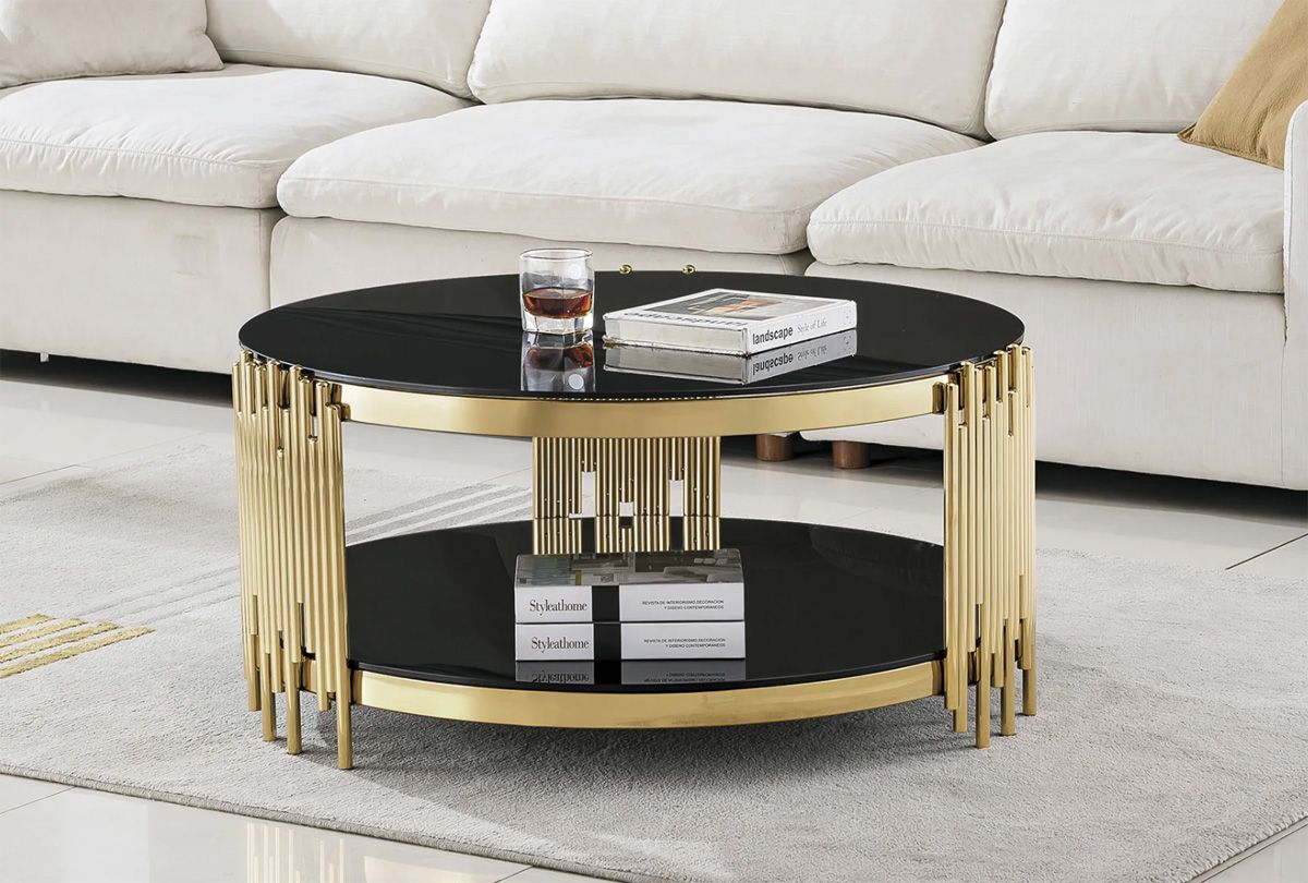 Tango Black Round Glass Top Coffee Table