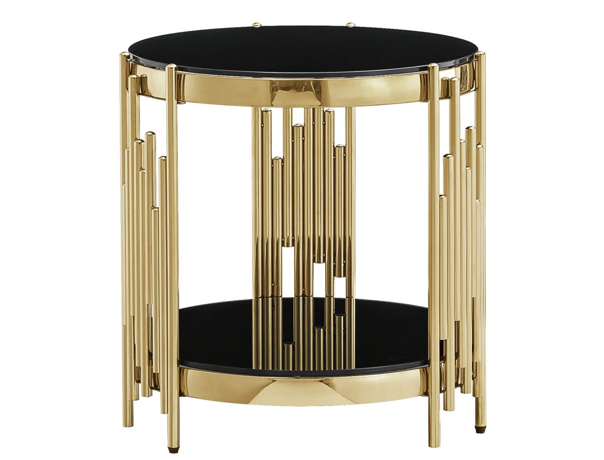 Tango Black Round Glass Top End Table